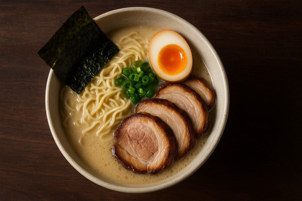 Miska tonkotsu ramen z chashu i ajitama – autentyczna japońska zupa w Krakowie