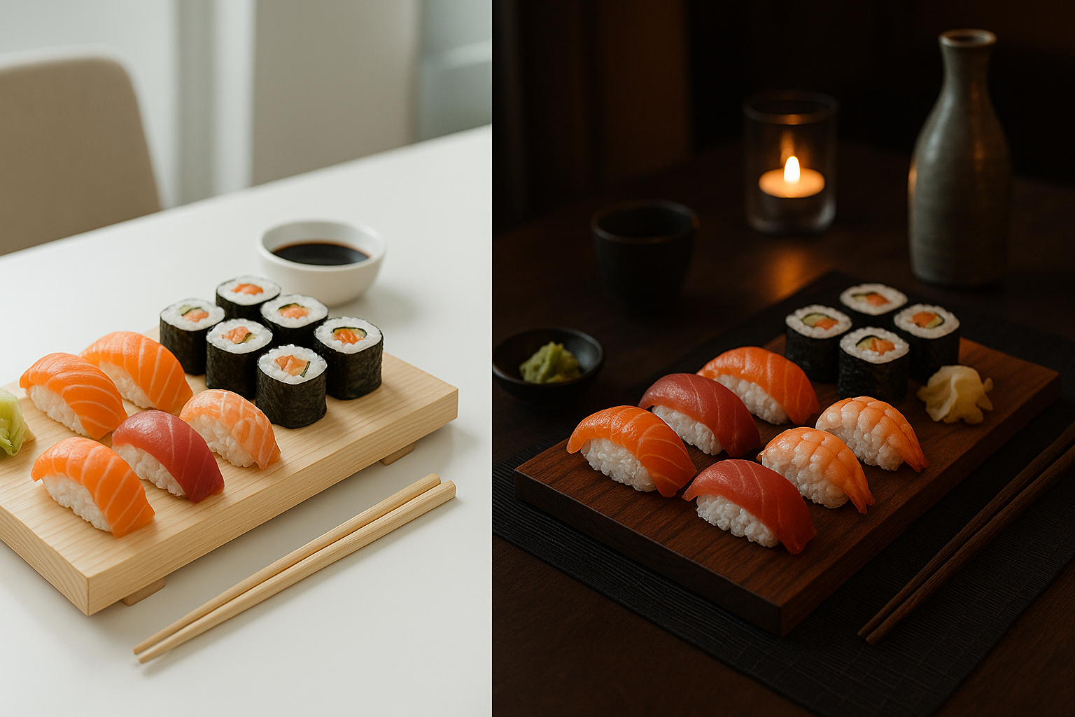 Szybki lunch z sushi i wieczorna kolacja przy sushi w dwóch różnych odsłonach japońskiej kuchni